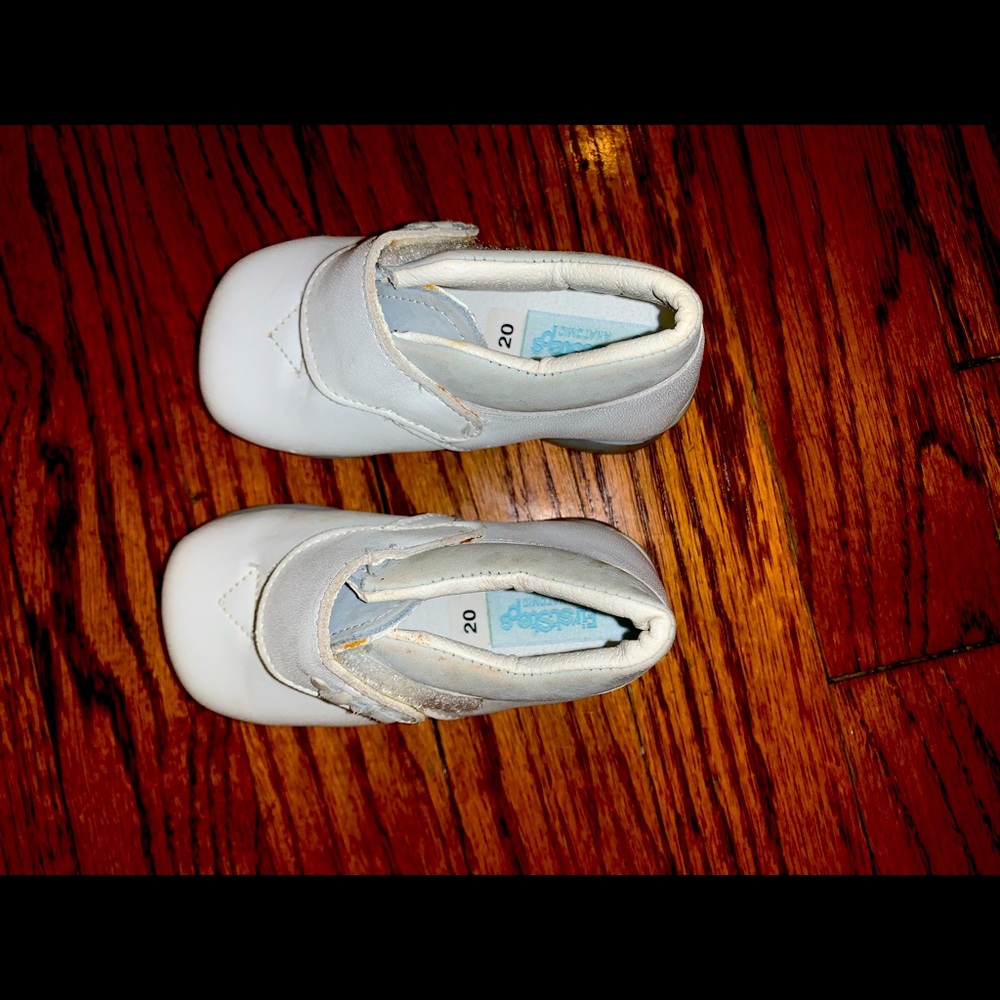 White leather dressy Baby boy christening shoes